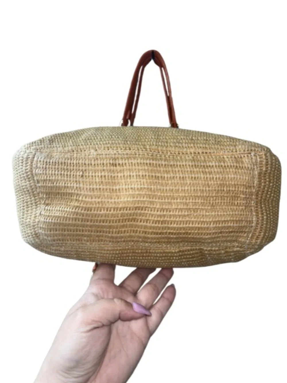 Michael Kors Lilly Woven Straw Hobo Bag - Orange/Tan - EUC - Picture 4 of 12